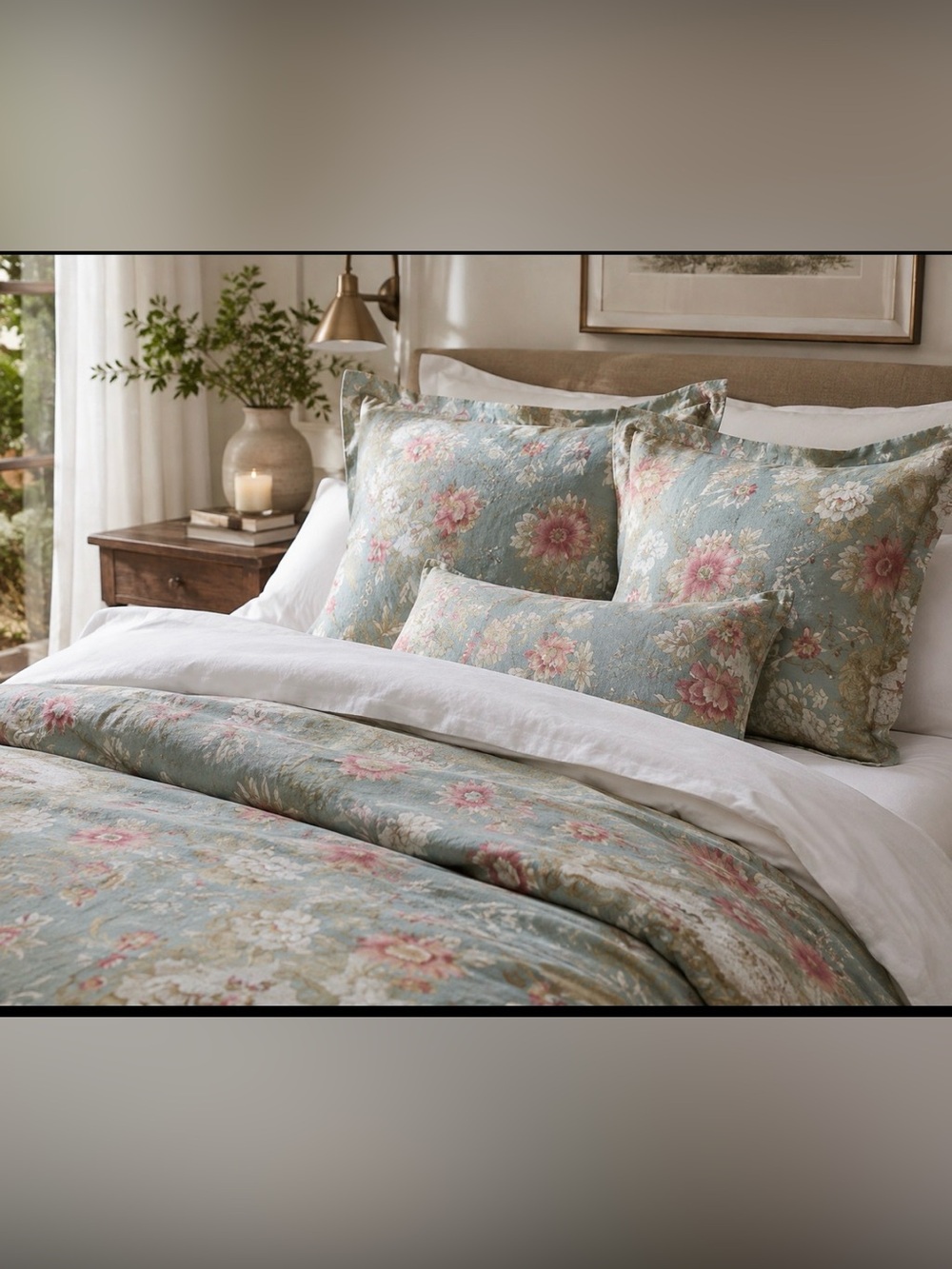 Vintage Rare Pottery Barn Asian Butterfly Floral euro sham bundle organic